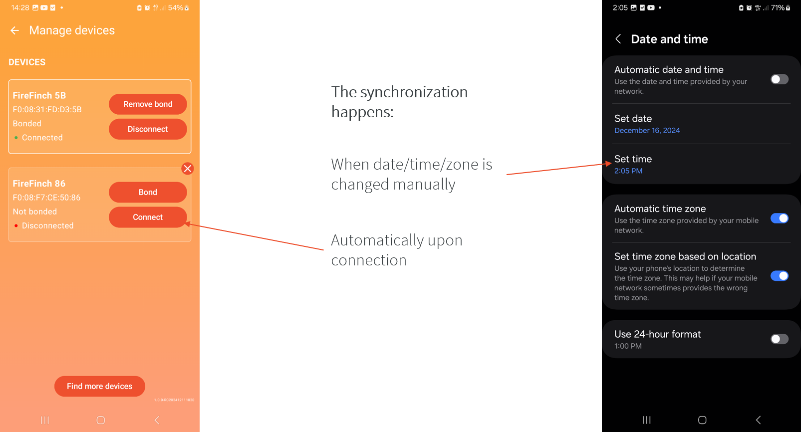 Time synchronization over BLE